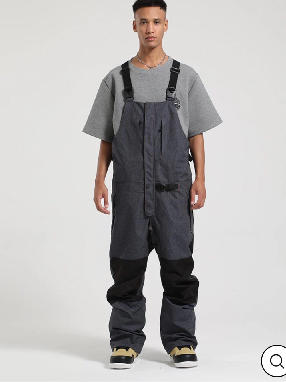 NWT GSOU SNOW Men's Dark Gray Full Front Zip Snow Bibs Size S